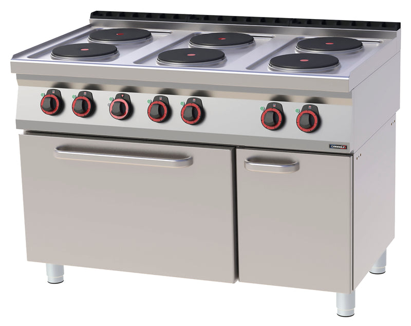 Fourneau électrique 6 feux avec four électrique ventilé GN 1/1 120