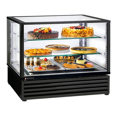 Vitrine panoramique a poser 2 gn1/1 2 etageres en verre — Technitalia gold