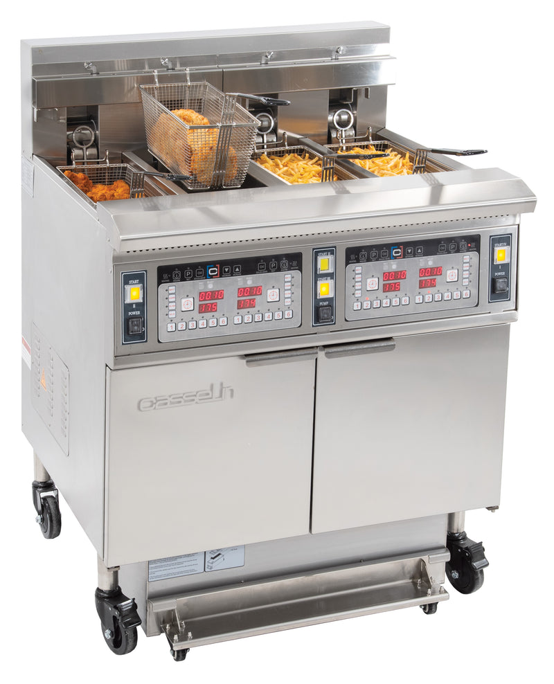 Friteuse électrique avec filtration 4 x 12 litres 17+17kW