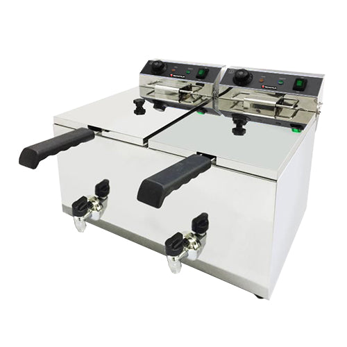 Friteuse electrique 2 cuves 2x10l dot: 1 panier/cuve — Carat