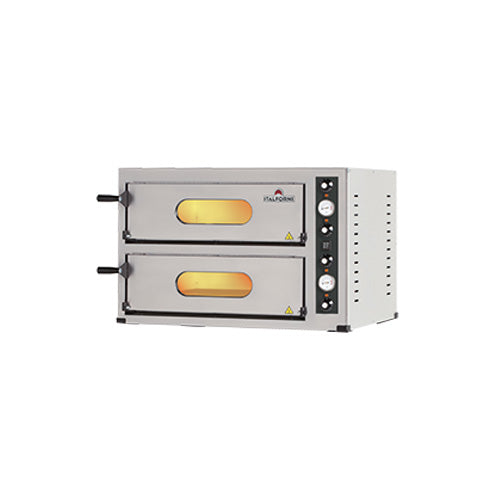 Four a pizza elec gamme ek 2x 6 pizzas diam.32mm 2 niveaux sole pierre refractaire — Italforni