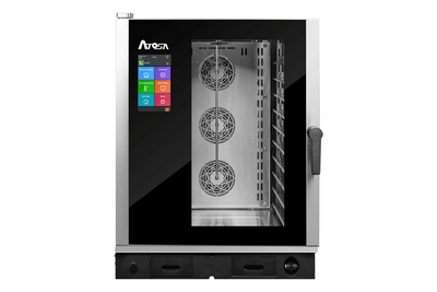 Four Mixte Professionnel 10 Niveaux GN2/1 Doté De Plusieurs Mode De Cuisson Programmées : Cuisson Vapeur, Cuisson À Basse Température, Cuisson Delta T, Rôtisserie, Grillade, Friture. Enceinte De Cuisson En Acier Inox AISI 304 Avec Angles Arrondis Pour Faciliter Le Nettoyage — Atosa