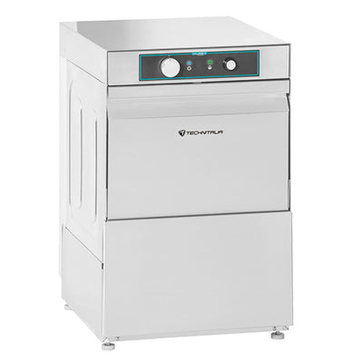 Lave verres simple paroi panier 400 avec pompe de vidange dot: 2 paniers carres a verres + 1 panier rond a couverts // production: 30 paniers/h conso 2,5l/cycle — Technitalia challenge