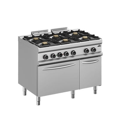 Fourneau a gaz 6 feux sur four gaz gn2/1 + placard dotation four: 1 grille gn2/1 — Technitalia essential