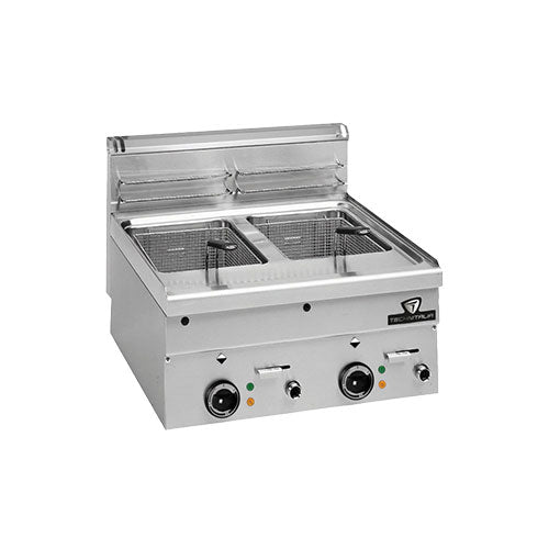 Friteuse electrique 2 cuves 2x10l dot: 1 panier/cuve // dim panier: 225x280x115 — Technitalia essential