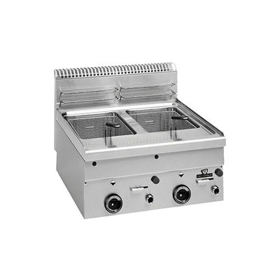 Friteuse a gaz 2 cuves 2x8l dot: 1 panier/cuve // dim panier: 225x280x115 — Technitalia essential
