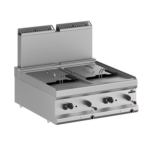 Friteuse a gaz 2 cuves 2x9l dot: 1 panier/cuve // dim panier: 225x280x115 — Technitalia essential