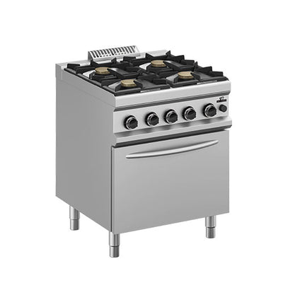 Fourneau a gaz 4 feux 4x7kw sur four gaz gn 2/1 (6kw) dotation four: 1 grille gn2/1 — Technitalia essential