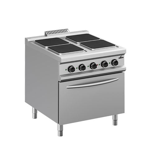 Fourneau 4 plaques carrees 3x3kw + 1x4 kw sur four electrique statique gn2/1 dotation four: 1 grille gn2/1 — Technitalia essential