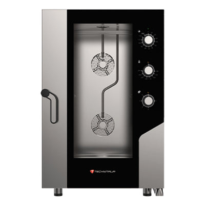 Four mixte a vapeur 11 niveaux gn1/1 cmd mecaniques ouverture laterale gamme opium line avec humidificateur régulé 2 ventilateurs bidirectionnels espacement niv : 68mm — Technitalia gold