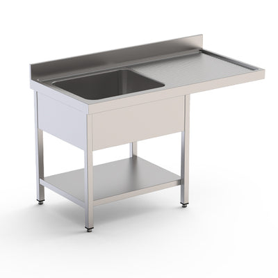 Plonge passage lave vaisselle 1 bac avec egouttoir a droite prof: 600 long: 1200 — Technitalia essential