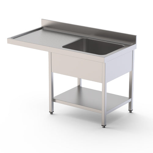 Plonge passage lave vaisselle 1 bac avec egouttoir a gauche prof: 600 long: 1200 — Technitalia essential