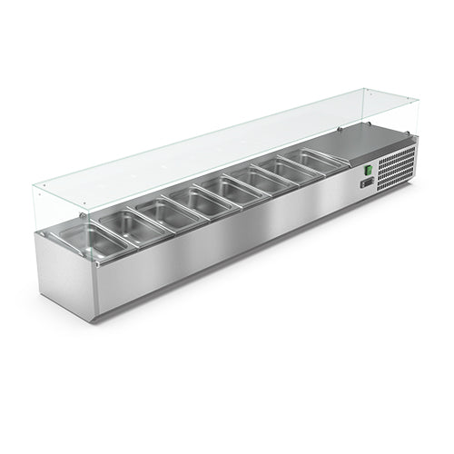 Vitrinette refrigeree vitrée 8 bacs gn1/4 bac gn non inclus — Carat
