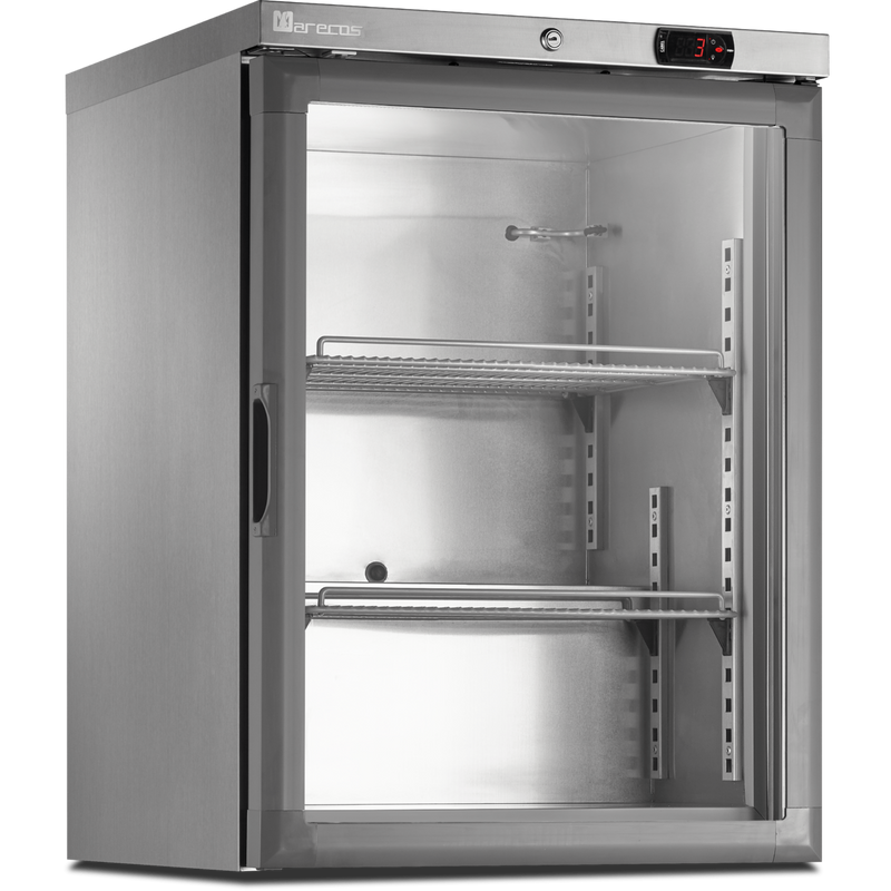 MARECOS Mini armoire porte vitrée - température négative (-22/-18°C) - Extérieur inox - Volume : 115L, - vue avant