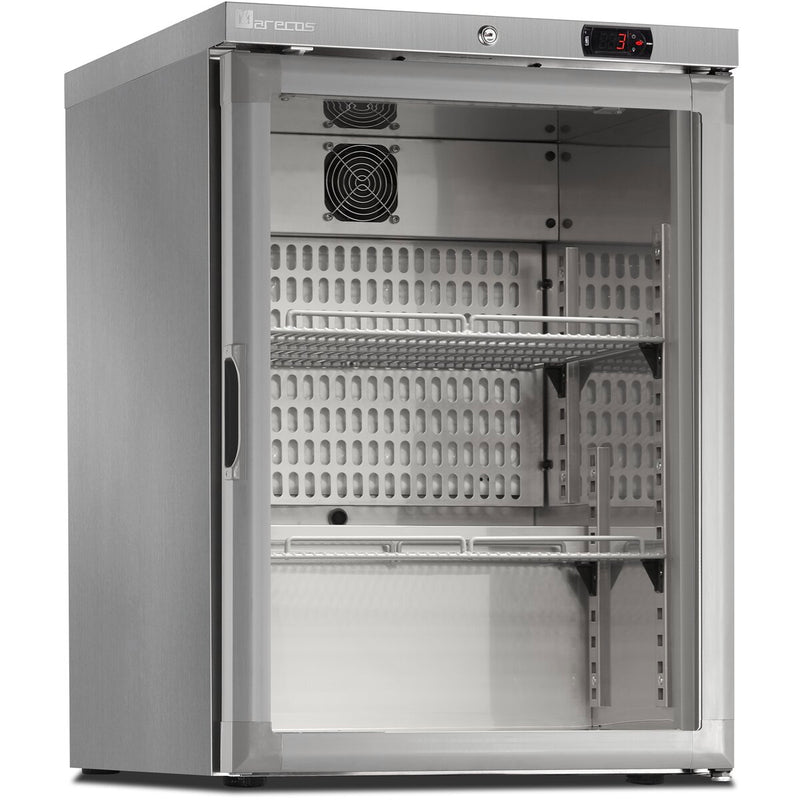 MARECOS Mini armoire porte vitrée - température positive (+1/+8°C) - Extérieur inox - Volume : 122L, - vue avant