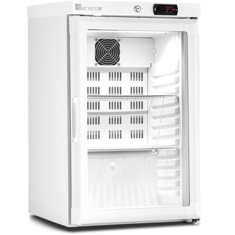 MARECOS Mini armoire porte vitrée - température positive (+1/+8°C) - Extérieur blanc - Volume : 52L - vue avant