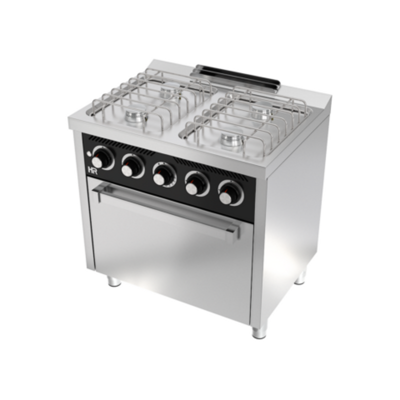 HR FAINCA Fourneau "basic" 4 feux vifs s/600 avec four á gaz - vue avant