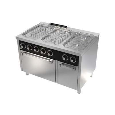 HR FAINCA Fourneau "basic" 6 feux vifs s/750 avec four á gaz - vue avant