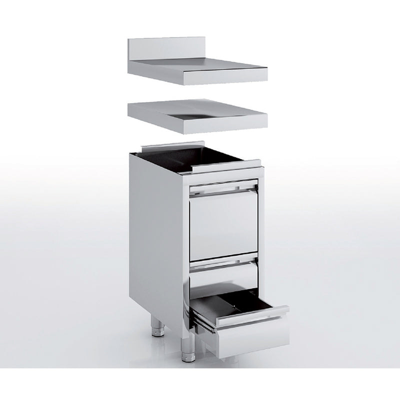 ERATOS Meuble neutre en inox - 3 tiroirs - vue avant
