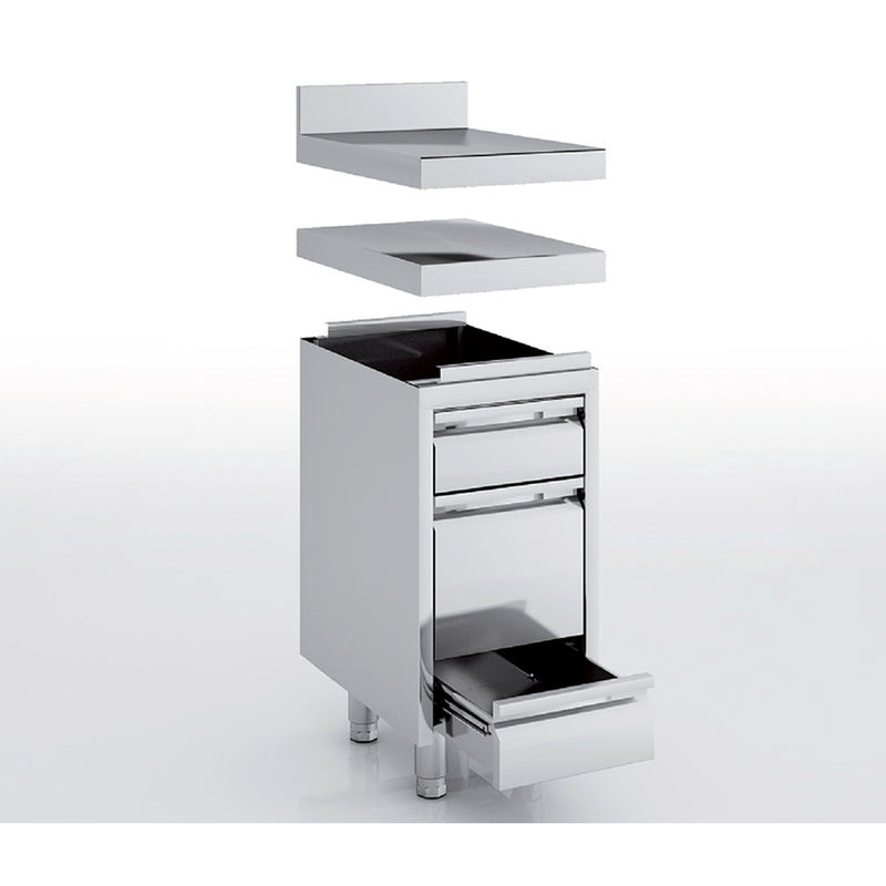 ERATOS Meuble neutre en inox - 3 tiroirs - vue avant