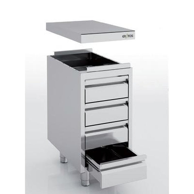 ERATOS Meuble neutre en inox - 4 tiroirs - vue avant