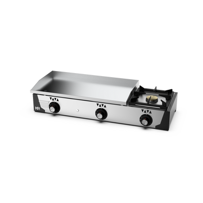 HR FAINCA Plancha gaz 15 mm - Revêtement chrome + réchaud - vue avant