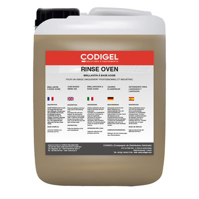 CODIGEL Agent de rinçage finition brillant à base acide pour fours autonettoyants - Conditionnement: bidon de 10KG - vue avant