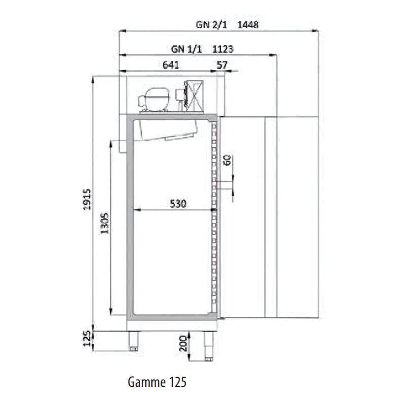 DOCRILUC Armoire GN1/1 + GN2/1 négative 2 portes - vue intérieure