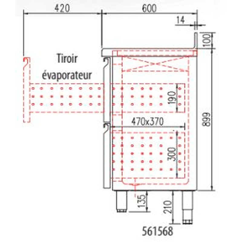 CORECO Kit tiroir pour meuble 600 FMR - vue avant