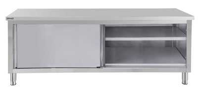 Table de travail Inox 600 avec portes coulissantes 1400 mm