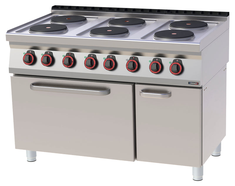 Fourneau électrique 6 feux avec four électrique statique GN 2/1 120