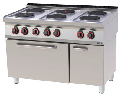 Fourneau électrique 6 feux avec four électrique ventilé GN 1/1 120