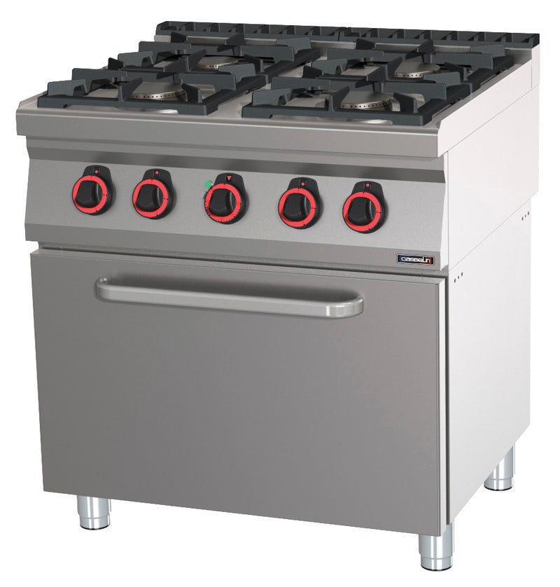 Fourneau gaz 4 feux avec four électrique ventilé GN 1/1 80