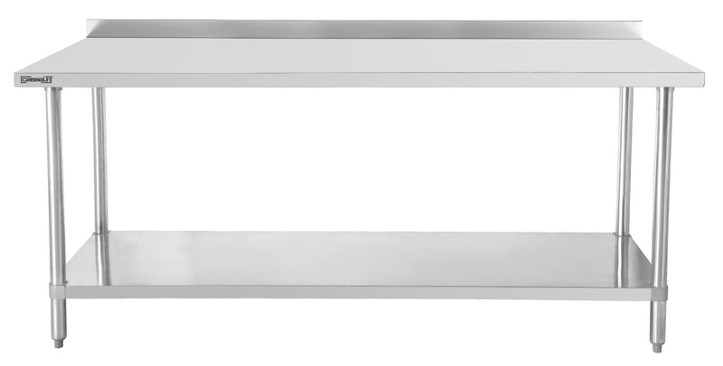 Table de travail inox 700 avec dosseret et étagère 1200 mm