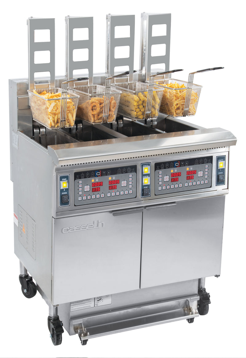 Friteuse électrique avec relevage automatique et filtration 4x12 litres 17+17kW