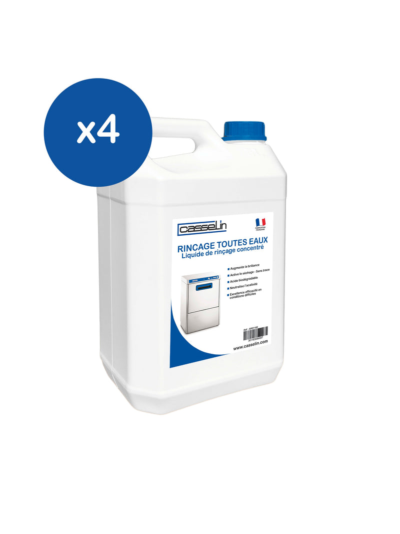 Lot de 4 - Liquide de rinçage pour lave-vaisselle et lave-verres 5L