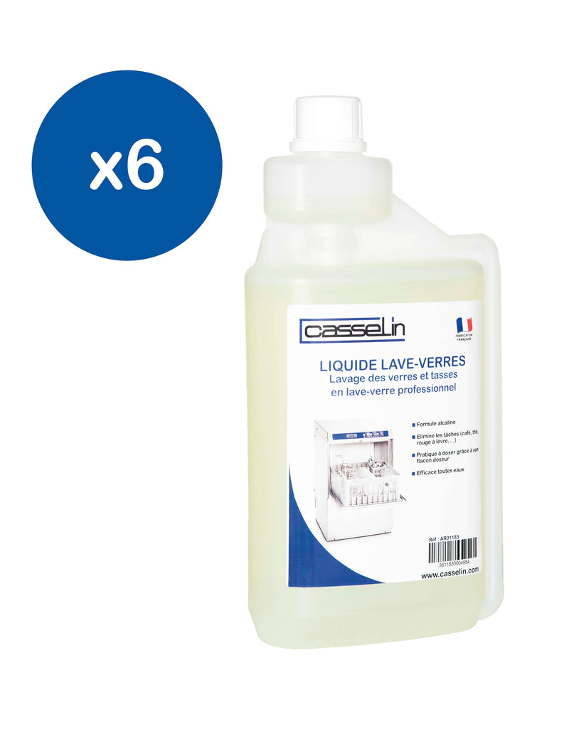 Lot de 6 - Liquide de lavage pour lave-verres 1L