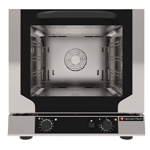 Four mixte a vapeur 4 niveaux 429x345 cmd mecaniques ouverture frontale gamme space line avec humidificateur régulé 1 ventilateur unidirectionnel espacement niv : 74mm — Technitalia essential