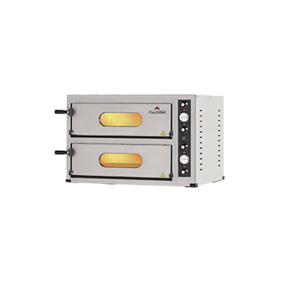 Four a pizza elec gamme ek 2x 6 pizzas diam.32mm 2 niveaux sole pierre refractaire — Italforni