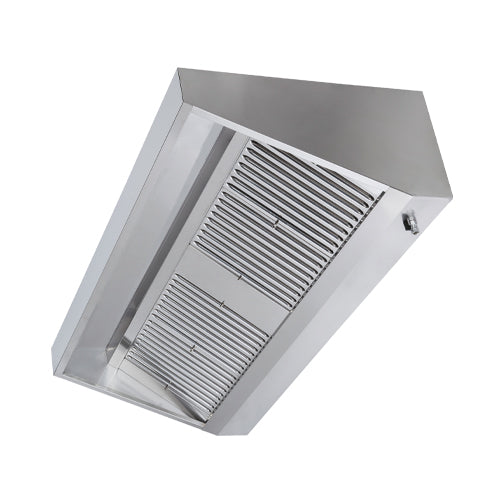 Hotte dynamique prof 900 casquette oblique v8/9t long: 3000 nb de filtre: 6 (400 x 500) //debit: 2800 m3/h variateur non inclus comptabilite var6a — Technitalia essential
