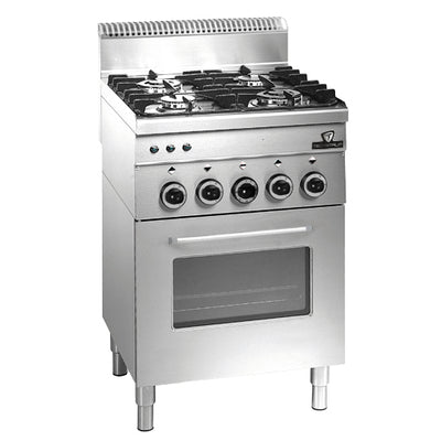 Fourneau a gaz 4 feux 2x2,7kw+2x3,15kw sur four gaz  dotation four: 1 grille 450x365x15 chrome et 1 plaque 450x390x25 émaillé — Technitalia essential