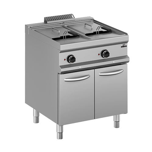 Friteuse electrique sur placard 2 cuves 2x13l dot: 1 panier/cuve // dim panier: 260x295x120 — Technitalia essential