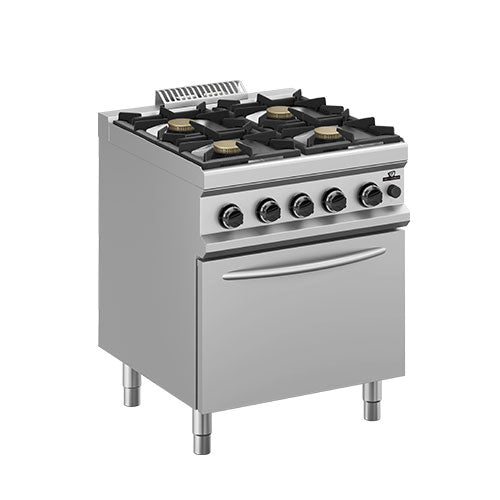 Fourneau a gaz 4 feux 4x7kw sur four gaz gn 2/1 (6kw) dotation four: 1 grille gn2/1 — Technitalia essential
