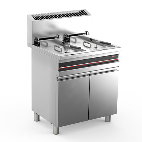 Friteuse gaz sur coffre 2 cuves 2x14l dot: 1 panier/cuve — Technitalia essential