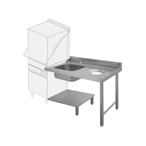 Table entrée / sortie 1 bac avec trou vide déchets position à droite du lave-vaisselle — Technitalia essential