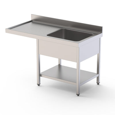Plonge passage lave vaisselle 1 bac avec egouttoir a gauche prof: 600 long: 1200 — Technitalia essential