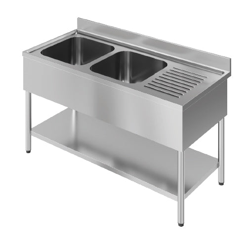 Plonge 2 bacs avec egouttoir a droite prof: 700 long: 1800 — Technitalia essential