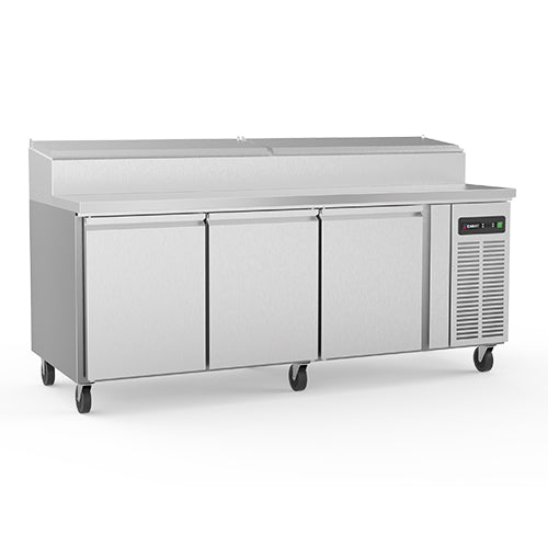 Desserte de preparation refrigeree positive 3p 10 bacs gn 1/3 580l 3 grilles 600x400 + 3 pg — Carat
