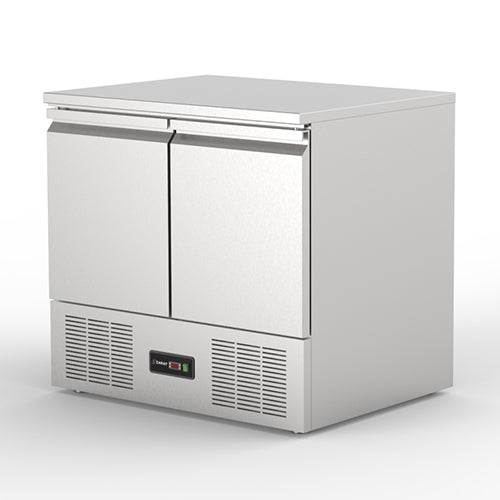Saladette top refrigeree positive ventile  2p 160l 2 grilles+ 2 pg bac gn non inclus — Carat