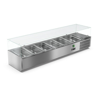 Vitrinette  réfrigérée vitrée 5xgn1/3 + 1xgn1/2 bac gn non inclus — Carat